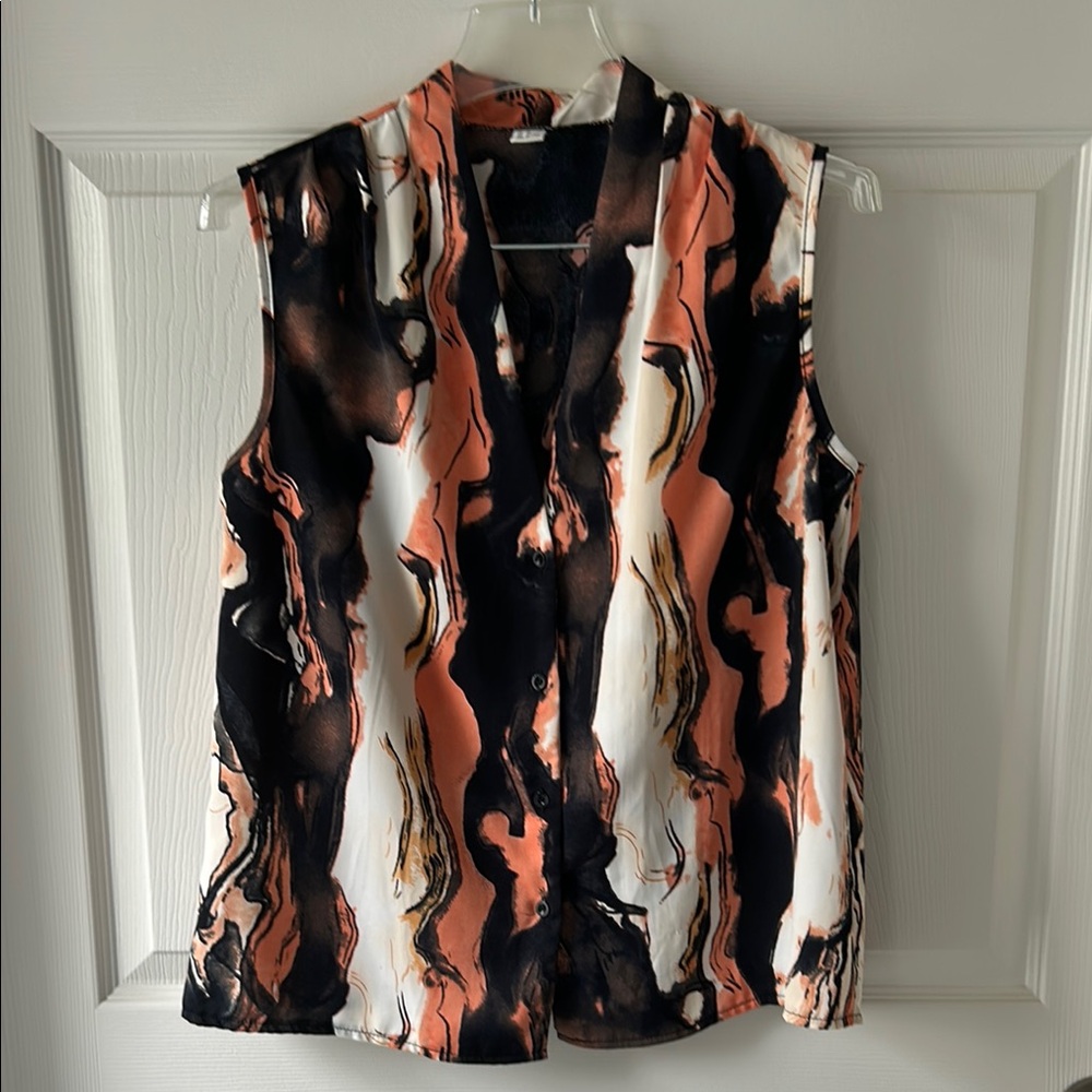 Abstract Print Sleeveless Top
